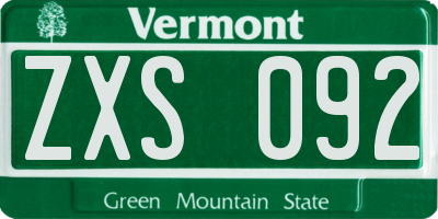 VT license plate ZXS092