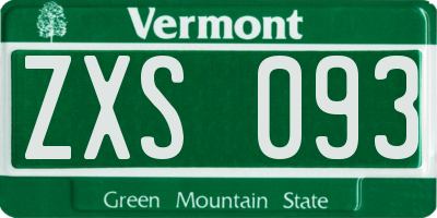 VT license plate ZXS093