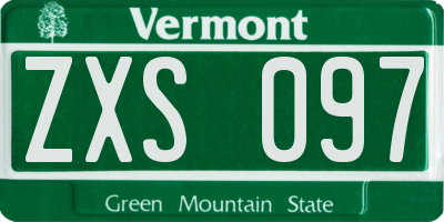 VT license plate ZXS097