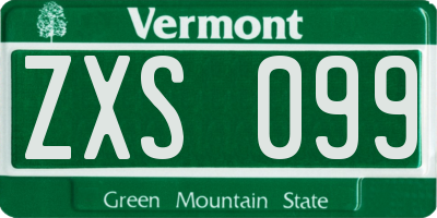 VT license plate ZXS099