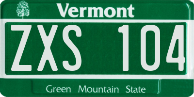 VT license plate ZXS104