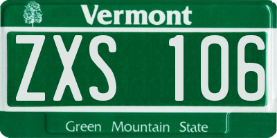 VT license plate ZXS106