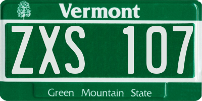 VT license plate ZXS107
