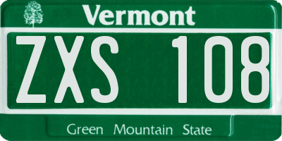 VT license plate ZXS108