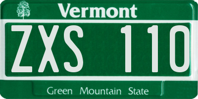 VT license plate ZXS110