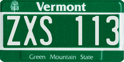 VT license plate ZXS113