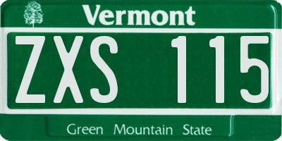 VT license plate ZXS115