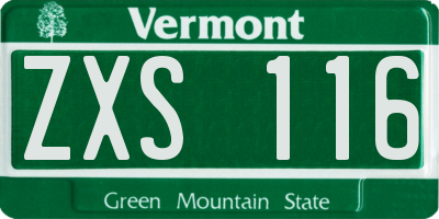 VT license plate ZXS116