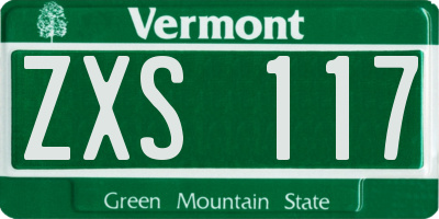 VT license plate ZXS117
