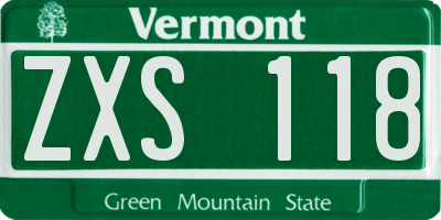 VT license plate ZXS118