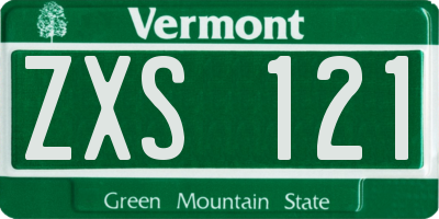 VT license plate ZXS121