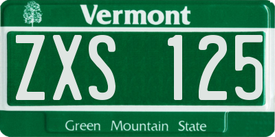 VT license plate ZXS125