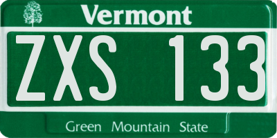 VT license plate ZXS133
