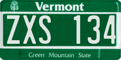VT license plate ZXS134