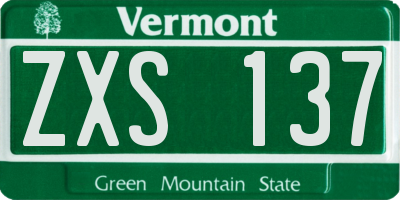 VT license plate ZXS137