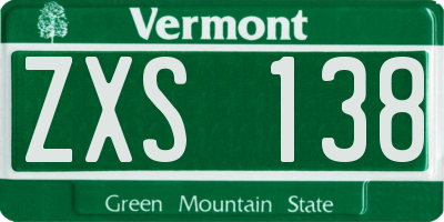 VT license plate ZXS138
