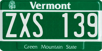 VT license plate ZXS139