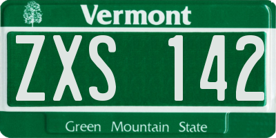 VT license plate ZXS142
