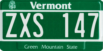 VT license plate ZXS147