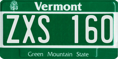 VT license plate ZXS160