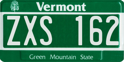 VT license plate ZXS162