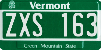 VT license plate ZXS163