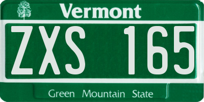 VT license plate ZXS165