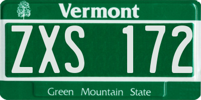 VT license plate ZXS172