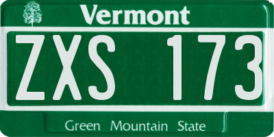 VT license plate ZXS173
