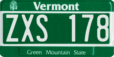 VT license plate ZXS178