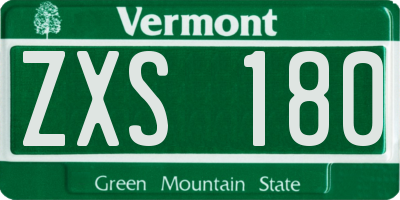 VT license plate ZXS180