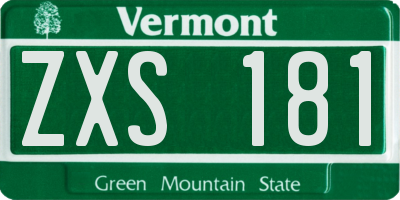 VT license plate ZXS181