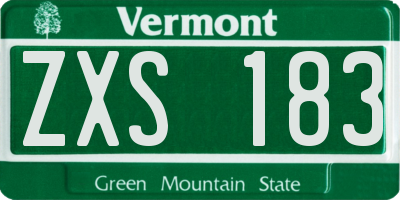 VT license plate ZXS183