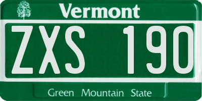 VT license plate ZXS190