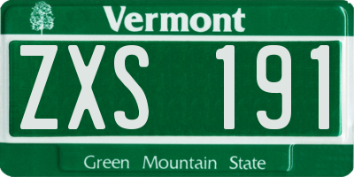 VT license plate ZXS191