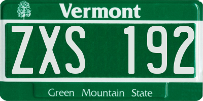 VT license plate ZXS192
