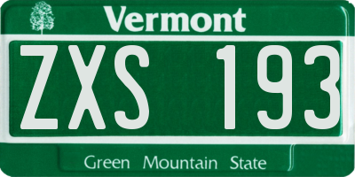 VT license plate ZXS193