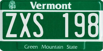 VT license plate ZXS198