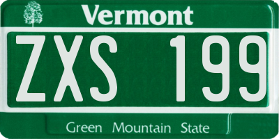 VT license plate ZXS199