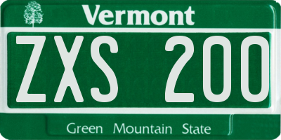 VT license plate ZXS200