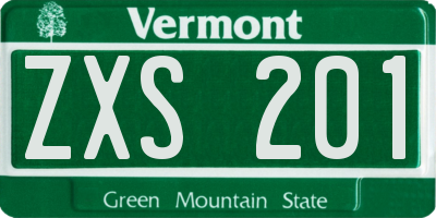 VT license plate ZXS201