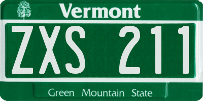 VT license plate ZXS211
