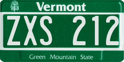 VT license plate ZXS212