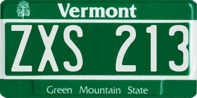 VT license plate ZXS213
