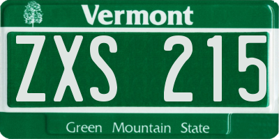 VT license plate ZXS215