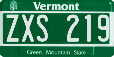 VT license plate ZXS219