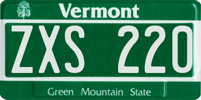 VT license plate ZXS220