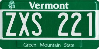 VT license plate ZXS221