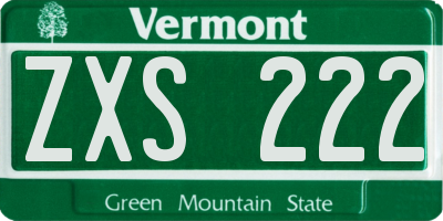 VT license plate ZXS222