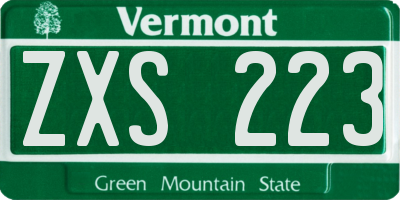VT license plate ZXS223